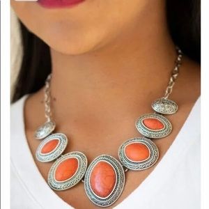 Top seller ladies orange silver necklace